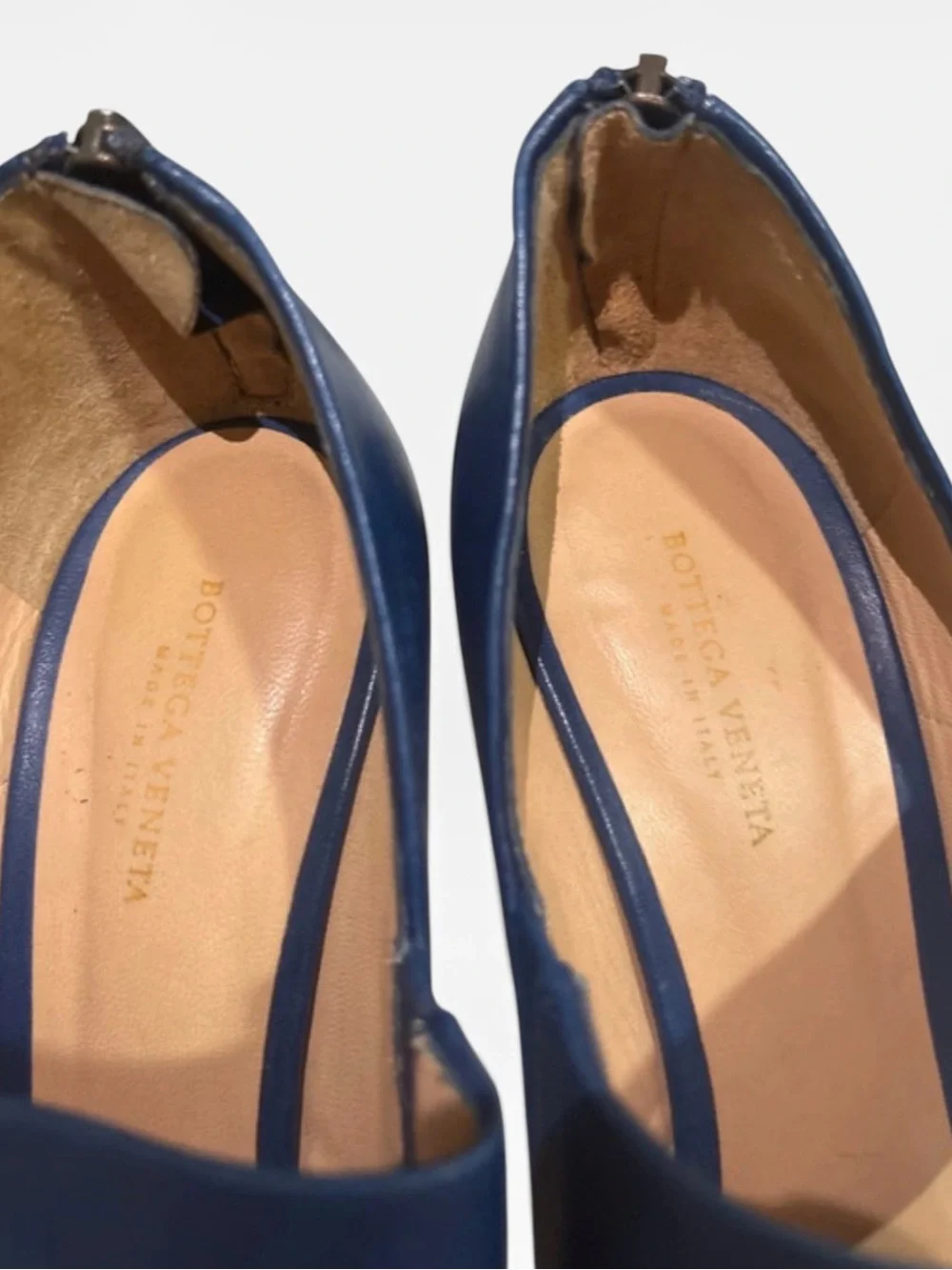 Bottega Veneta Vintage Blue Leather Double Strap Sandal Heels - Size 38